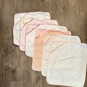 6 Baby Bath Towels with Hoods Pink and Whites